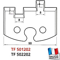 Le ravageur TF 501219 Jeu de 2 fers profilés Ht 50 x 5,5 mm pour Porte-Outils de toupie 