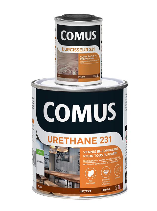 Kit vernis alimentaire Uréthane 231 brillant 1,2litres pour contact  permanent - Vente outillage bois - FTFI