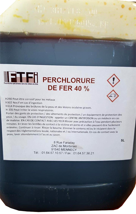 Perchlorure de fer 40% en bidon de 5 litres - Vente outillage bois - FTFI