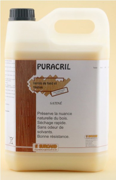 Vernis polyuréthane à l'eau Puracril 25 litres - Vente outillage bois - FTFI