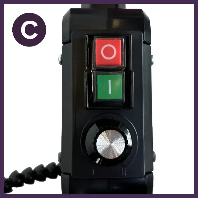 Commandes et variateur de vitesse de la scie Flash