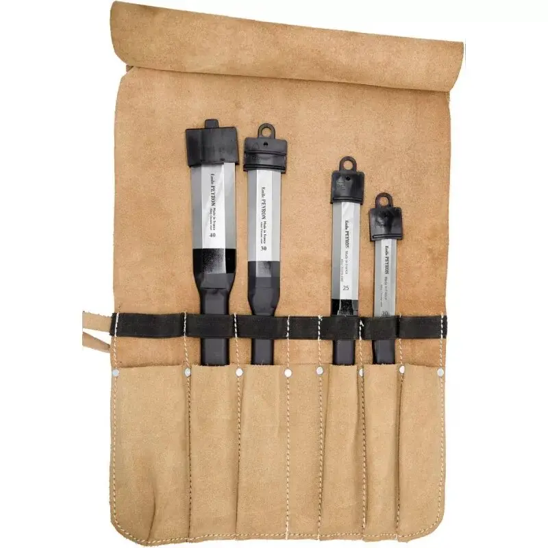 Trousse de 4 ciseaux de charpentier : 20, 25, 30 et 40 mm en Pochette cuir
