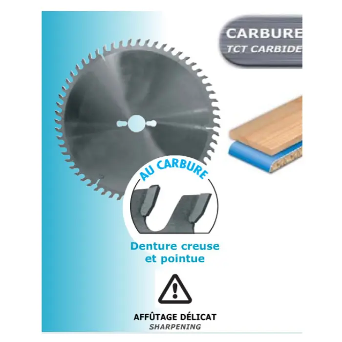 Lame à format carbure gouge Ø303 x 3,2 x 30 mm 60 dents neg