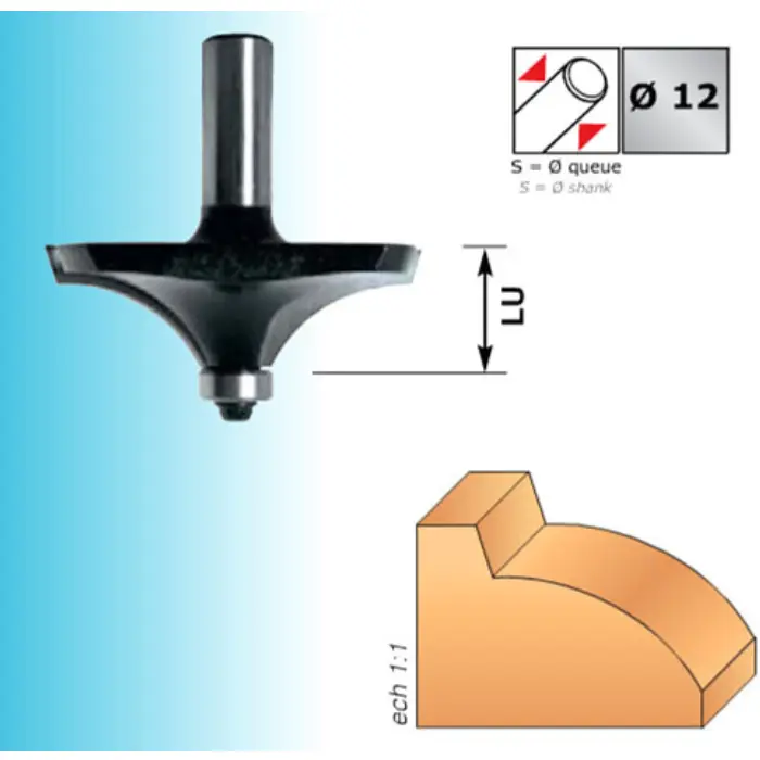 Mèche profil moulures décoratives HM Ø64 mm Q.12 mm