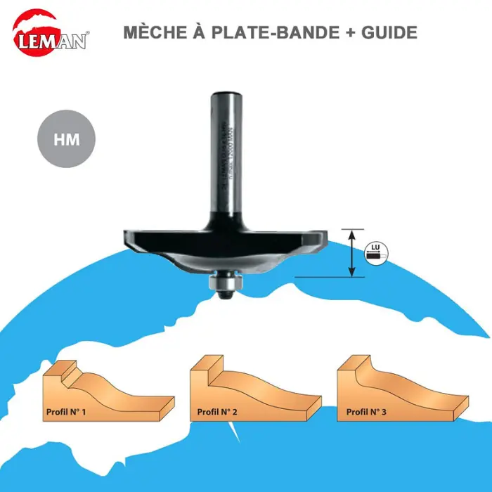 Mèche plate-bande HM Ø76 mm LU16 mm queue 12 mm profil N°3