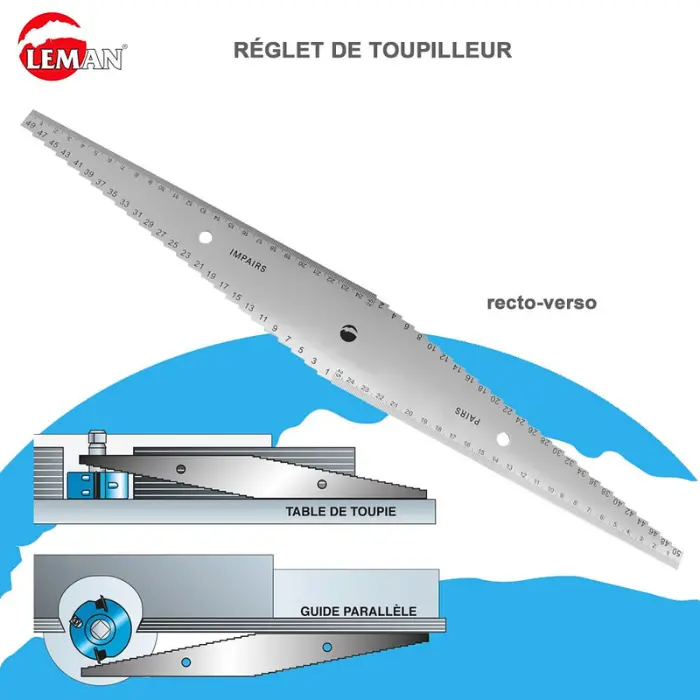Réglet de toupilleur 500 × 65 × 2 mm