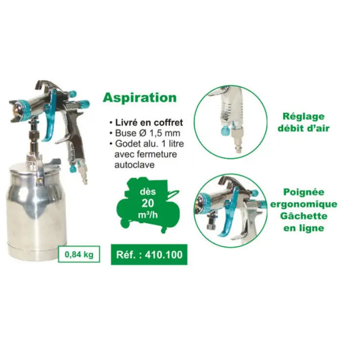 Coffret pistolet de peinture XP aspiration 1,5 mm