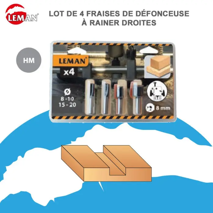Coffret 4 mèches droites carbure Q. 8 mm