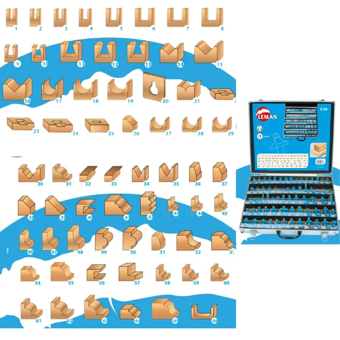 Coffret 66 mèches défonceuse carbure Q. 8 mm