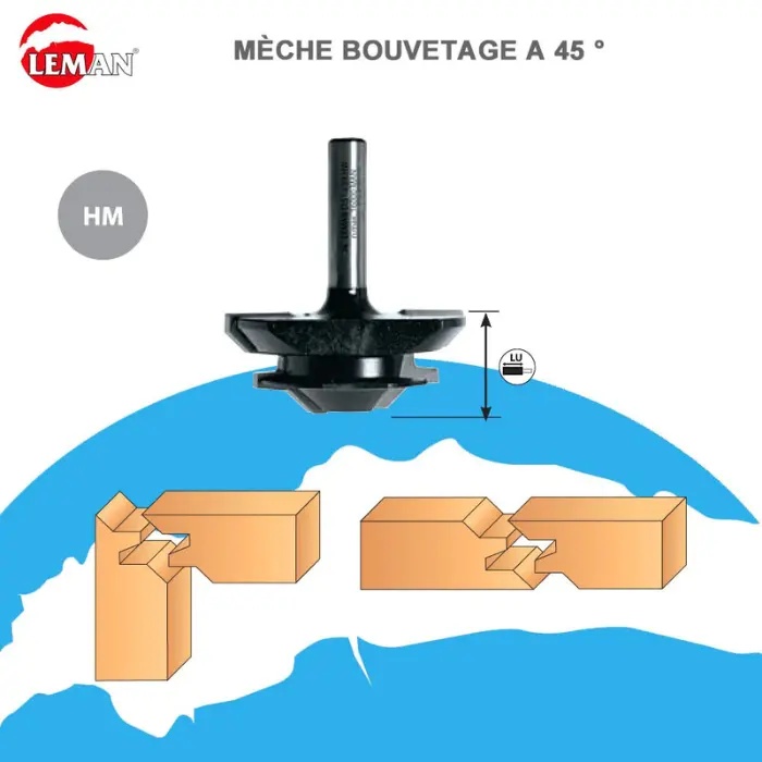 Mèche bouvetage 45° HM Ø 51 mm LU 22 mm queue 8 mm
