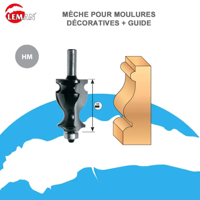Mèche profil moulures HM Ø 27 mm LU 40 mm queue 8 mm