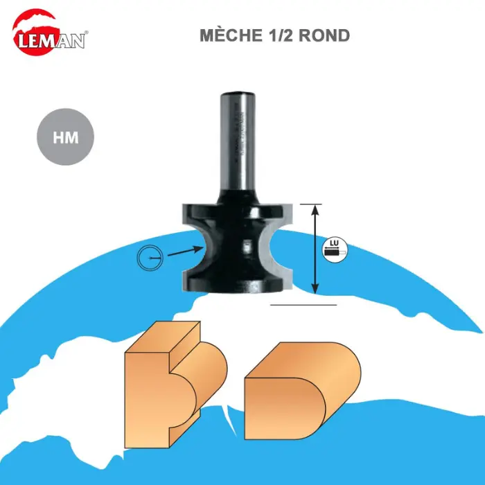 Mèche 1/2 rond HM 2 coupes Ø 26 mm
