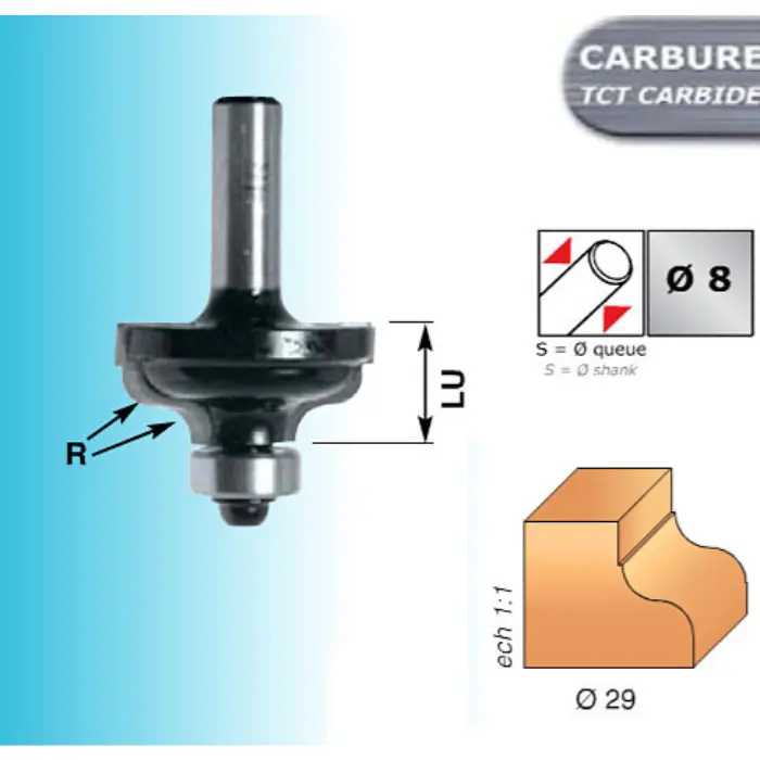 Mèche moulures décoratives HM Ø 29 LU 13 Q8