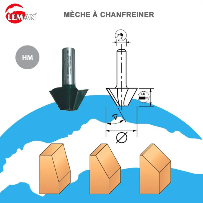 Mèche d'affleureuse à chanfreiner HM Ø24 LU9 45° Q6