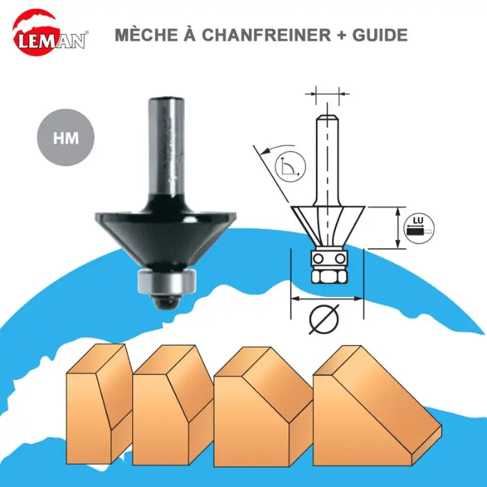 Mèche d'affleureuse à chanfreiner HM 25° Ø22 LU13 Q6