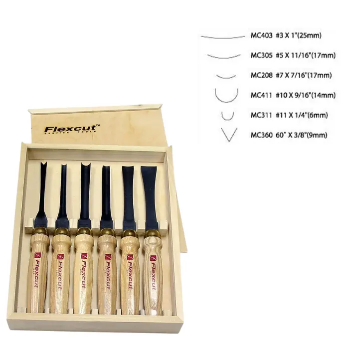Coffret 6 racloirs de sculpture avec manche