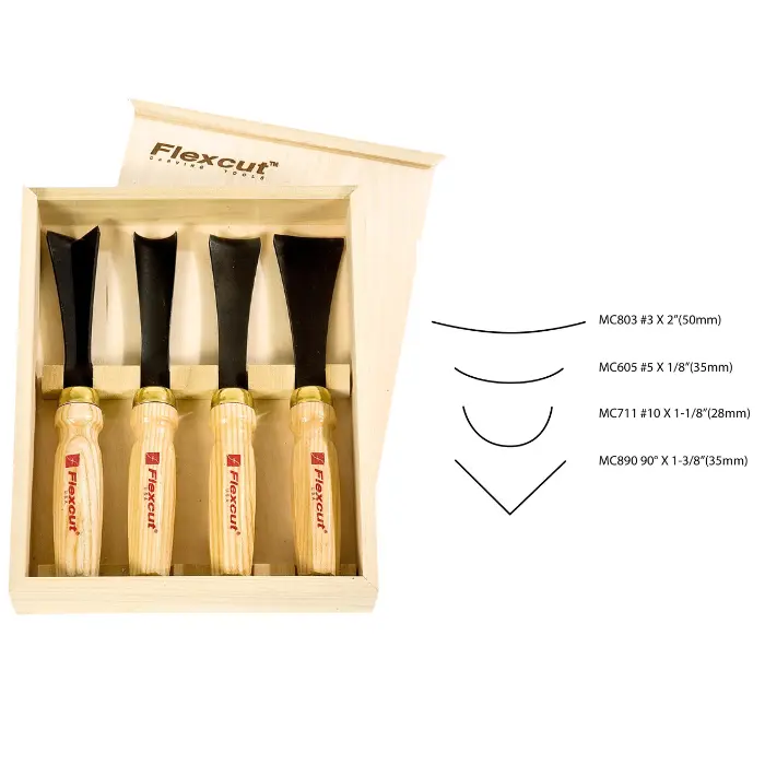 Coffret 4 gouges de sculpture acier carbone - RG310