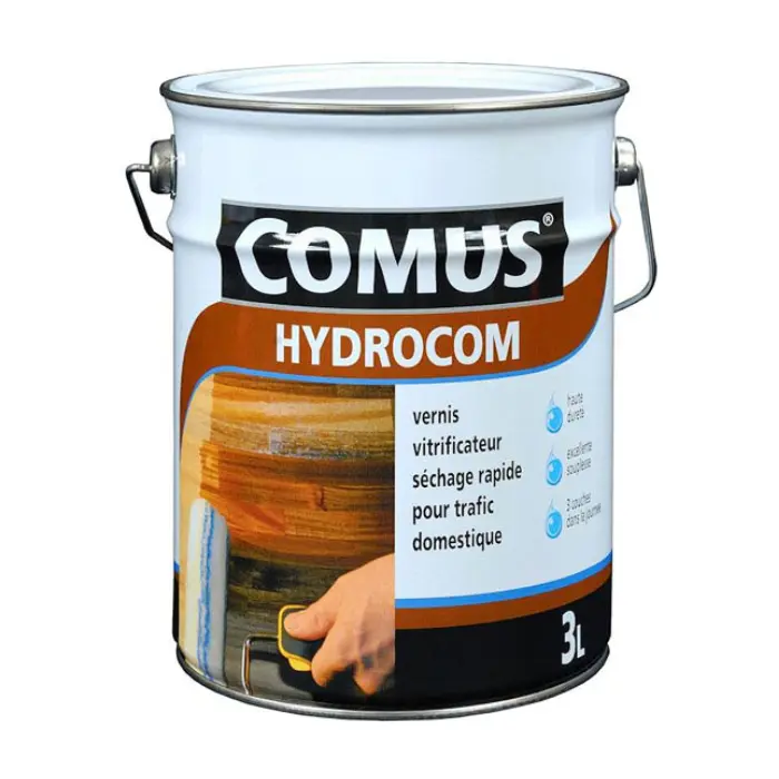 Vitrificateur polyuréthane acrylique brillant incolore 3 L - Hydrocom