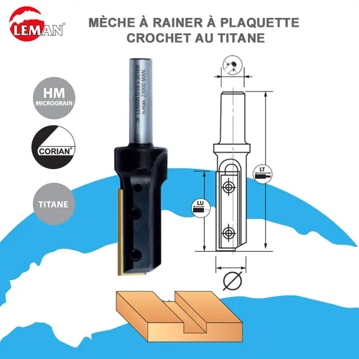 Mèche à rainer à plaquette queue