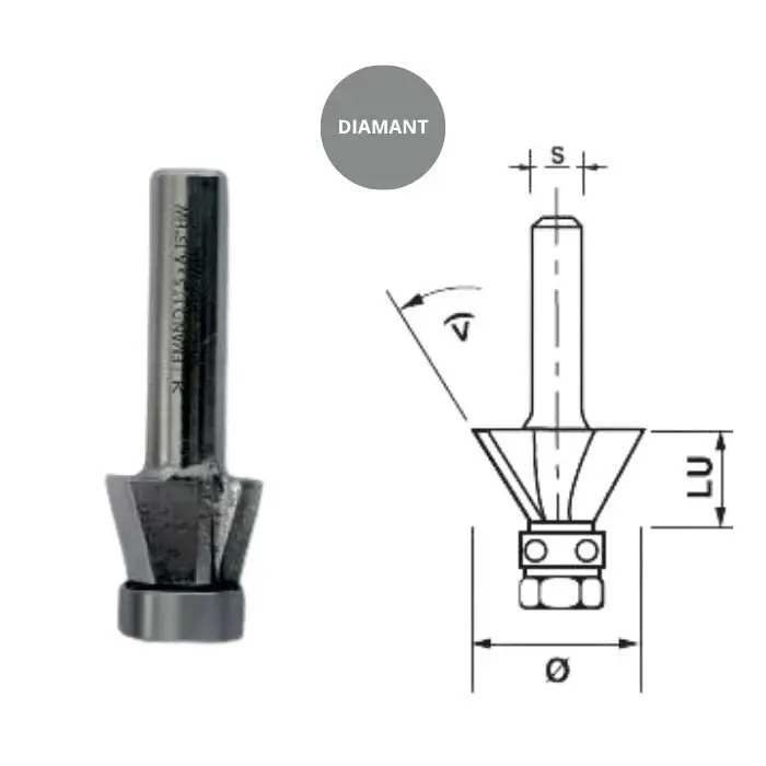 Mèche d'affleureuse diamant 15° Ø 17,3 mm Q8