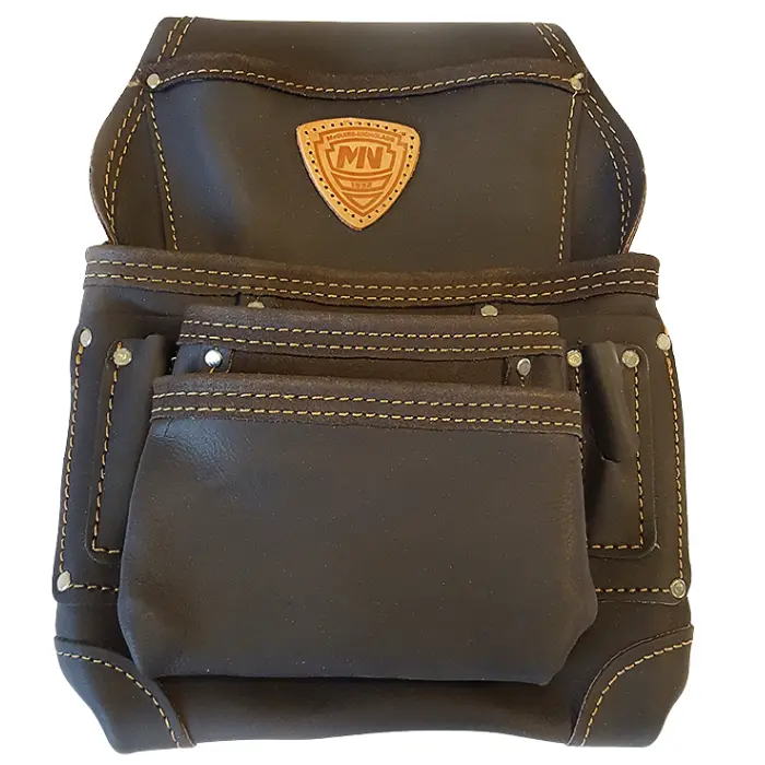 Sacoche de charpentier 10 poches cuir tanné à l'huile