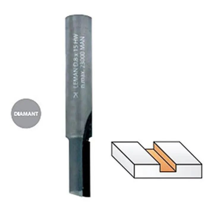 Mèche à rainurer diamant Ø5 Lu.19 Lt.50 Z1