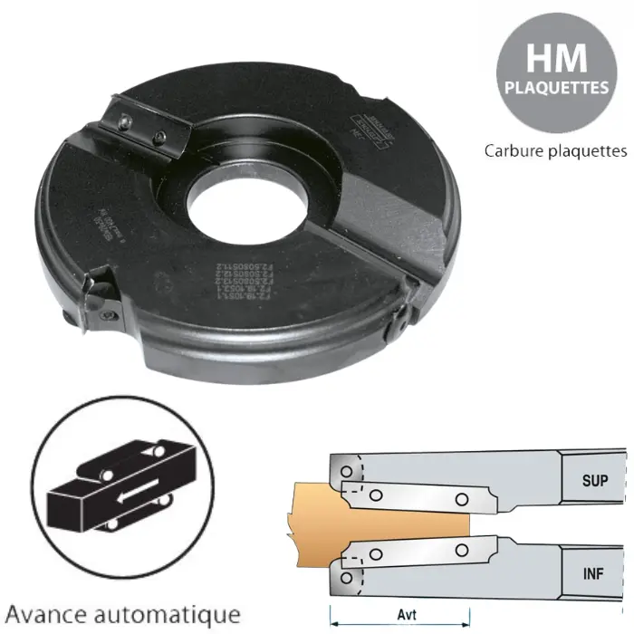 Porte-outils plate-bande tonneau Ø180 mm 3 coupes dessous