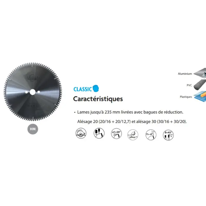 Lame circulaire carbure Ø305 mm 80 dents aluminium