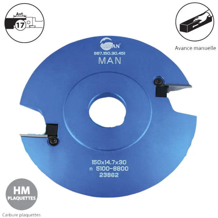 Porte-outils profil et contre-profil Ø150 mm al. 30 mm