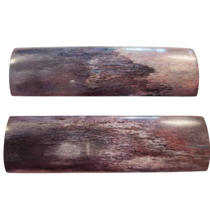 Paire de plaquettes os de chameau stabilisé gris rosé 127×38×6 mm