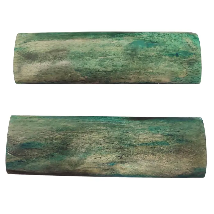 Plaquettes de manche os de chameau stabilisé 127×38×6 mm - Vert Emeraude