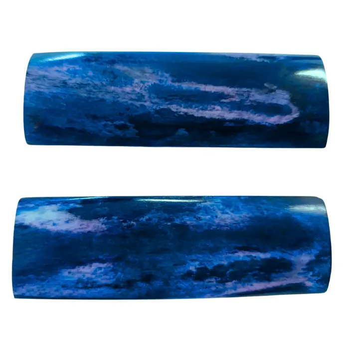 Plaquettes de manche os de chameau stabilisé 122×38×6 mm - Bleu/Rose