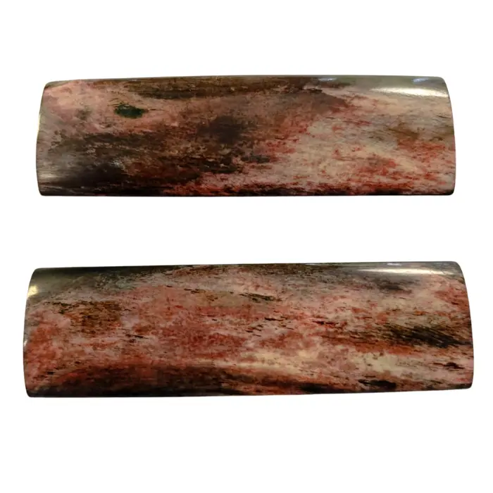Plaquettes de manche os de chameau stabilisé 122×38×6 mm - Noir/Rouge