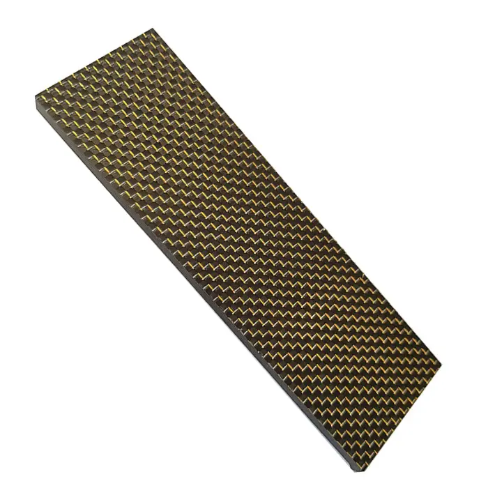 Plaquette fibre de carbone tissée fil bronze/inox 120×40×3 mm