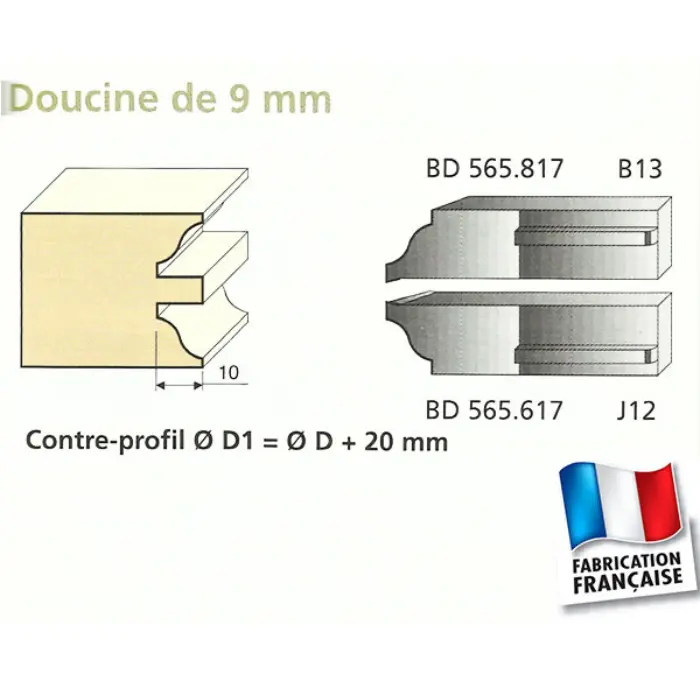 Couteaux contre-profils Doucine 9 mm inférieur