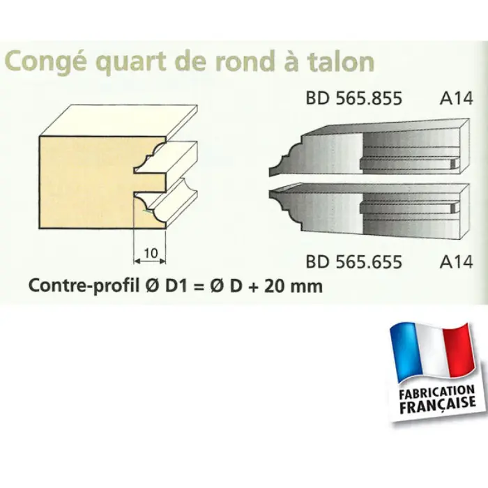 Couteaux contre-profils Congé 1/4 rond inférieur