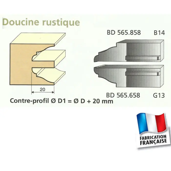 Couteaux contre-profils Doucine rustique 20 mm inférieur