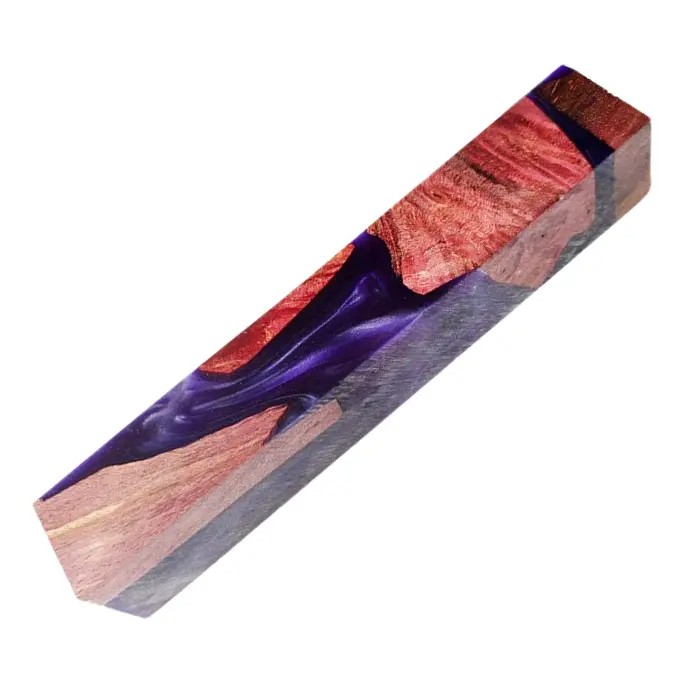 Carrelet hybride loupe d'érable stabilisée 20×20×130 mm violet/violet-rose