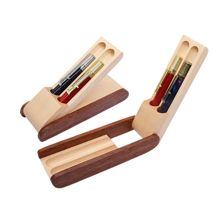 Coffret de présentation 2 stylos ouverture verticale - érable et bois de rose