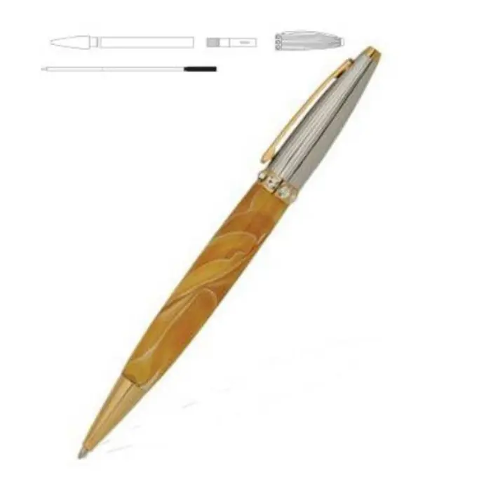 Mécanisme stylo à bille 7 mm doré/chromé cristaux · Duchesse Éléonore