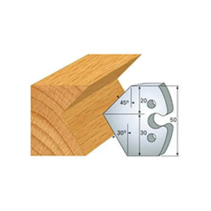 Jeu de 2 fers de toupie HT 50×5,5 mm chanfrein 30°/45° N°272