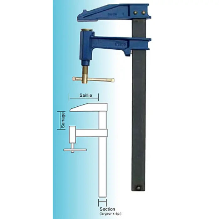 Serre-joint à pompe saillie 120 mm, serrage section 35×8