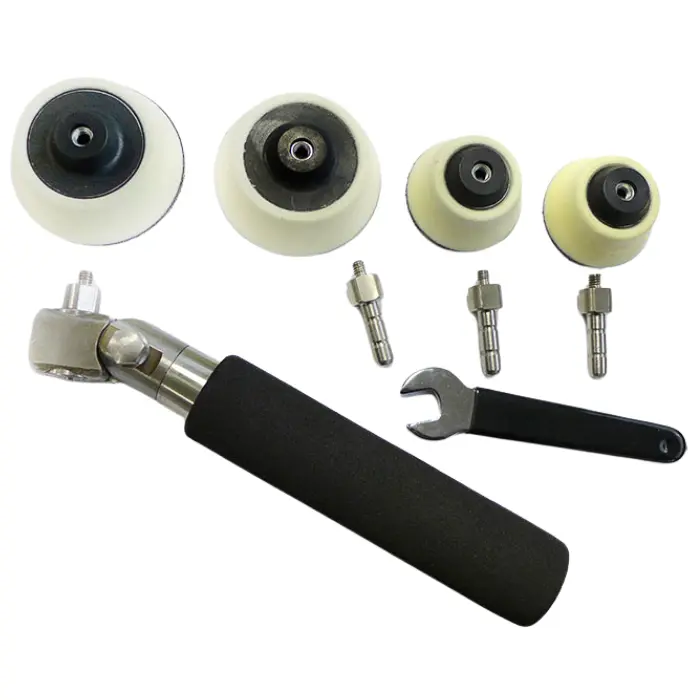 Dispositif de ponçage rotatif double rotation avec 4 tampons velcro