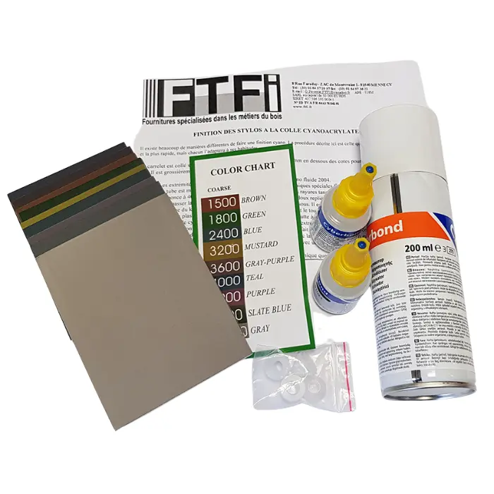 Kit finition colle cyanoacrylate pour stylos