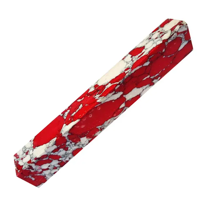 Carrelet pierre reconstituée 19×19×130 mm Jaspe rouge et blanc