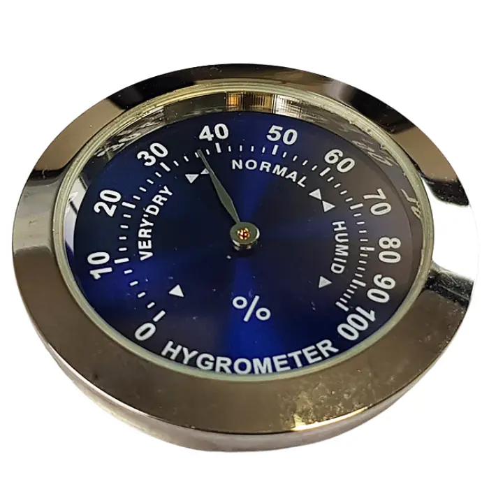 Hygromètre à encastrer Ø 37 mm, fond bleu chromé