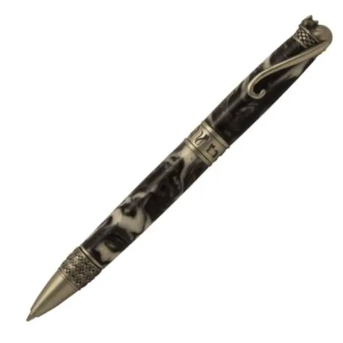 Mécanisme stylo à bille Ø 10 mm décor chat · Kitty Étain Antique