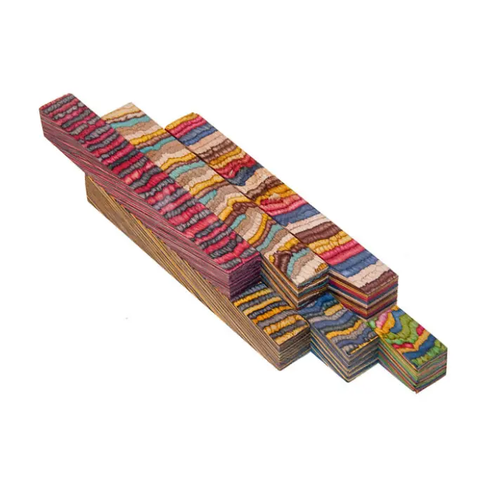 Lot 6 carrelets lamellés teintés 16 × 16 × 127 mm pour tournage stylos