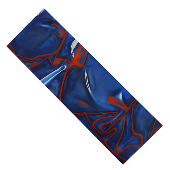 Manche acrylique 140×40×20 mm - Bleu/filet rouge et blanc