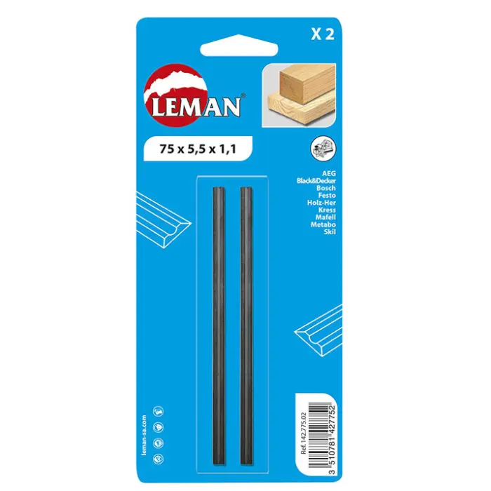 Fers réversibles de rabot 78 × 5,5 × 1,1 mm - lot de 2